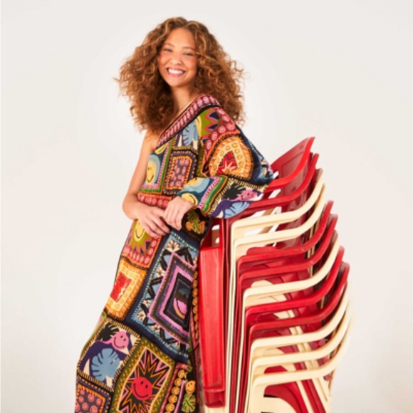 Smiley x Farm Rio one shoulder midi dress - Picture 4 of 6